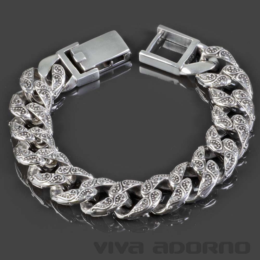 925 Silber massiv und schwer Panzer Herren Armband Königskette Biker SB7 Viva Adorno 925 Silber massiv und schwer Panzer Herren Armband Königskette Biker SB7 Viva Adorno