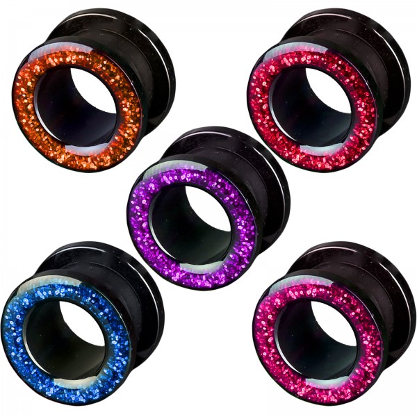 3-12mm Flesh Tunnel Plug Glitter Glitzer Acryl Ohr Piercing Z2c