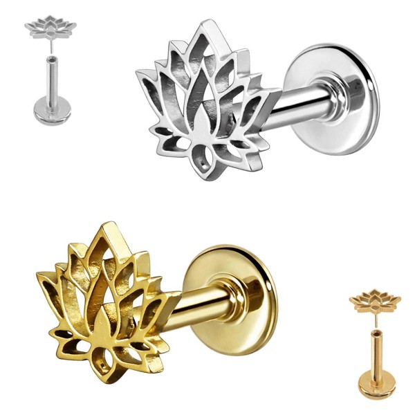 1,2mm Labret Piercing Stecker Lotus Blume Push Fit Threadless Tragus Helix Z604