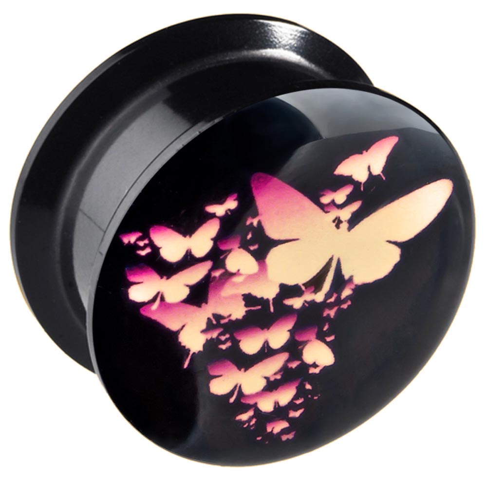 6Mm-16Mm Ohr Plug Pink Holz Schmetterling Butterfly Piercing Tunnel