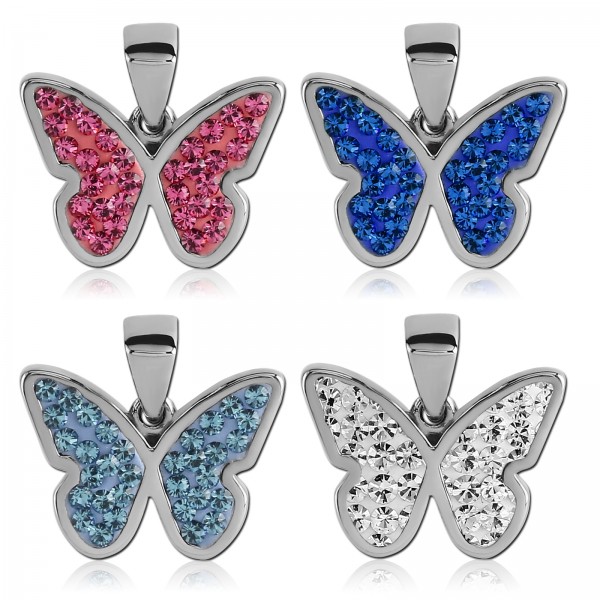 Anhänger Schmetterling Zirkonia Strass Edelstahl Rockabilly AG21