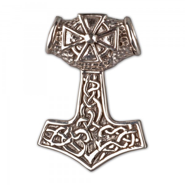 925 Silber Anhänger Thorshammer Mjölnir Kreuz keltisch Thor s Hammer Biker AS21