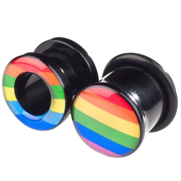 4-12mm Flesh Tunnel Plug Acryl Rainbow Pride Regenbogen Ohr Piercing Z6