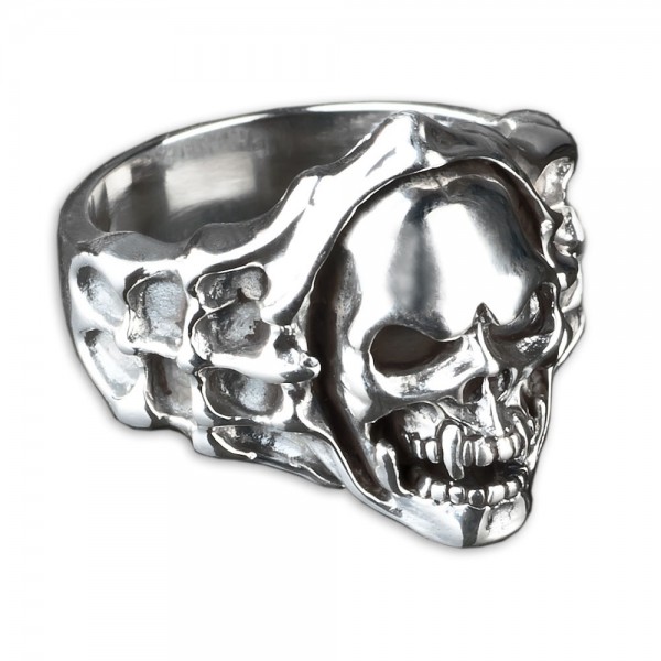 925 Silber Ring Totenkopf Skull Vampir Gothic Biker Rock Metal Daumenring SR3