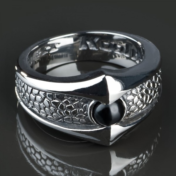 KoolKatana Edelstahl Ring Onyx Schlange Auge Gothic Fingerring Biker silber RS22