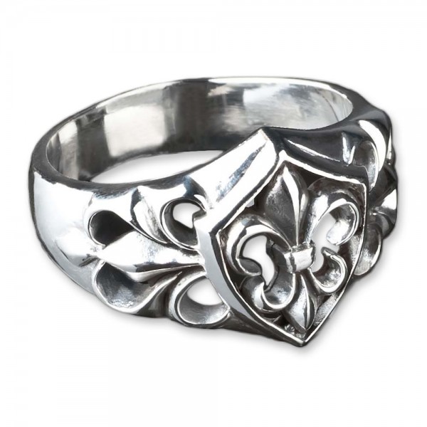 925 Silber Lilien Ring Fleur de Lys Wappen Daumenring Siegelring Biker SR22