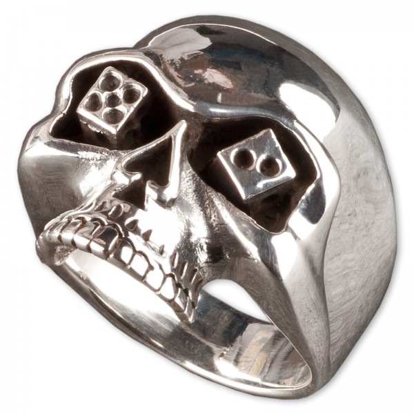 Ring Daumenring Totenkopf Skull Poker Würfel Pik Bikerring 925 Silber Ring SR4