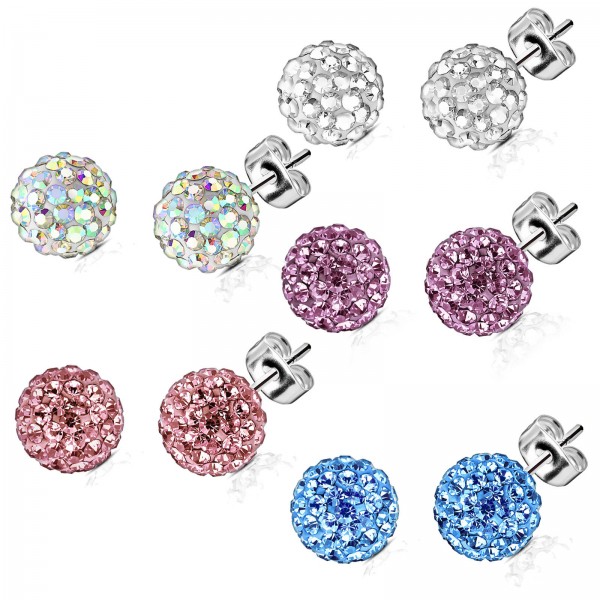 Shamballa Ohr Stecker Edelstahl Ohrringe Multi Kristall Kugeln Ferido Kugel Z525