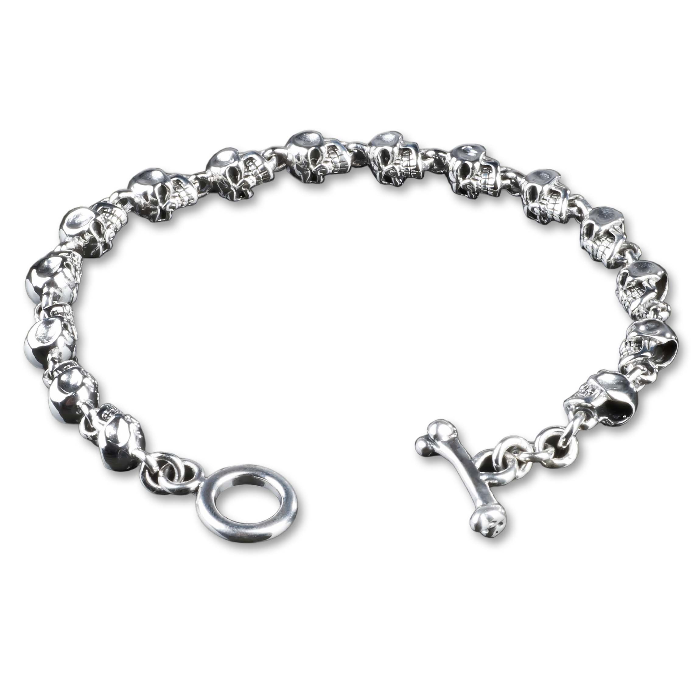 REDSUN Totenkopf Armband – 925 Sterling Silber, Mit Rose | Gothic Punk Schmuck Für Damen & Herren