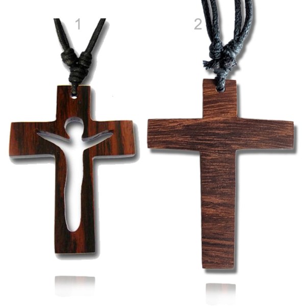 Kreuz Anhänger Holzkreuz Halskette Holz Kruzifix Jesus Kreuzkette HK36