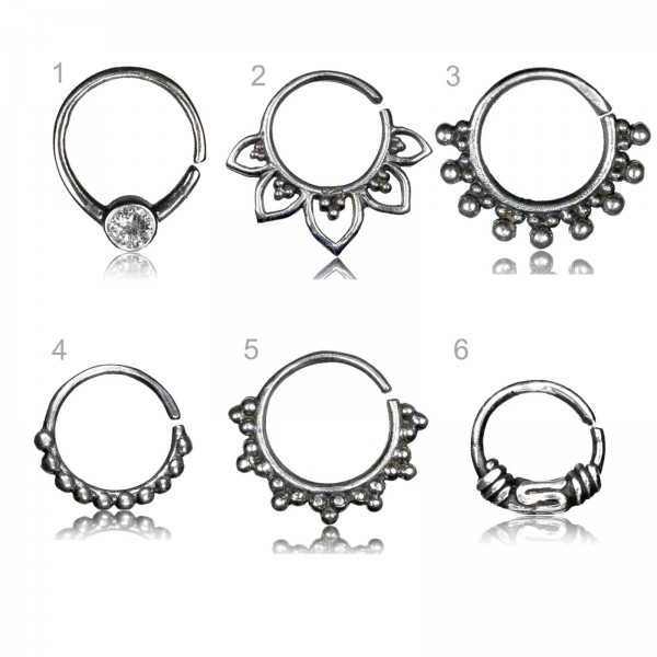 Ohr Piercing Ring Nasen Ring Silber Septum Vintage Antik Tragus Helix Bali Z521