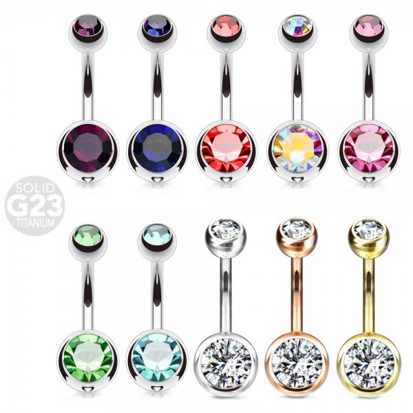 1,6mm Bauchnabel Piercing G23 Titan Kugeln Zirkonia Strass Banane Z323