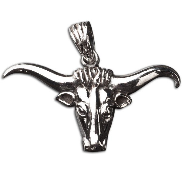 925 Sterling Silber Anhänger Stier Bulle Stierkopf Bullenkopf Biker AS25