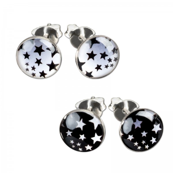 1 Paar Edelstahl Ohr Stecker Stern Sterne Ohrringe Rockabilly Silber Z300