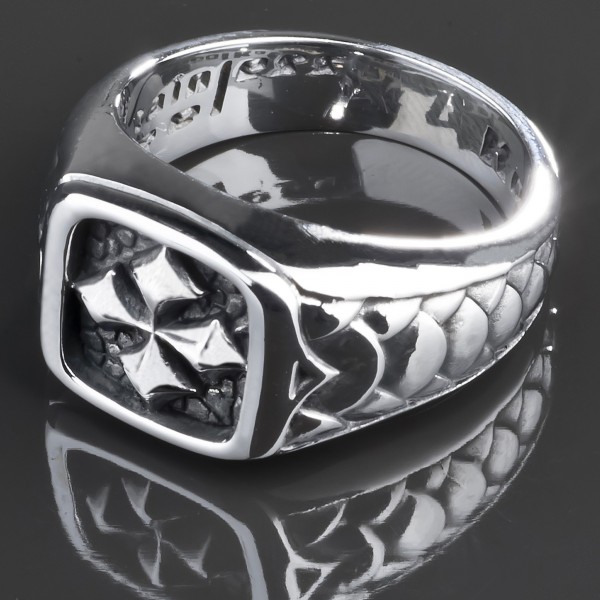 KoolKatana Edelstahl Ring Kreuz Siegel Ring Gothic Fingerring Biker silber RS34