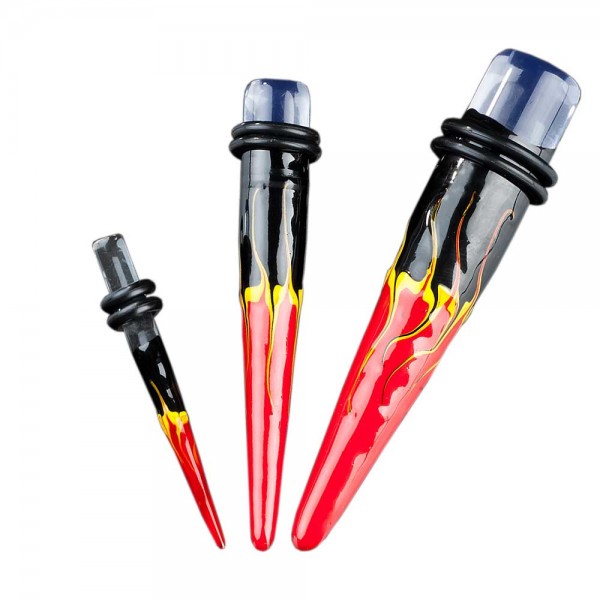 3-12mm Dehnungsstab Flammen Feuer Expander Ohr Taper Rot Acryl Plug EX12