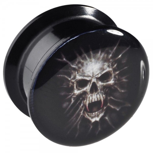 4-24mm Ohr Plug Skull Totenkopf Innengewinde Acryl Flesh Tunnel Piercing VMS