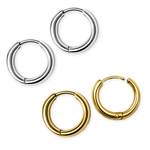 Kleine Schmale Creolen Ohrringe Klappcreolen aus Edelstahl Knorpel Piercing Z602