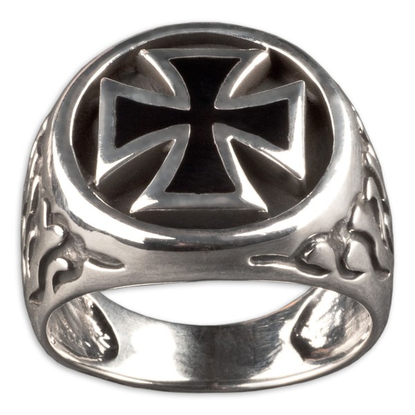 Siegel Ring Daumenring Eisernes Kreuz Biker 925 Silber Ring Iron Cross SR12