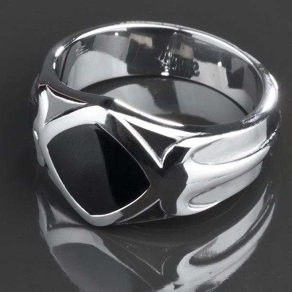 Edelstahl Ring Onyx Gothic Fingerring silber schwarz Rockabilly Biker RS35