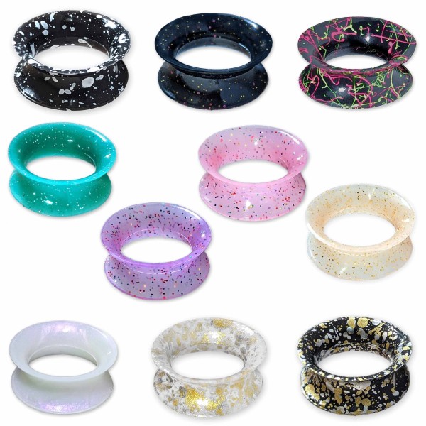 Glitter Glitzer Tube Flesh Tunnel Silikon double flared Plug Ohr Piercing Z108g