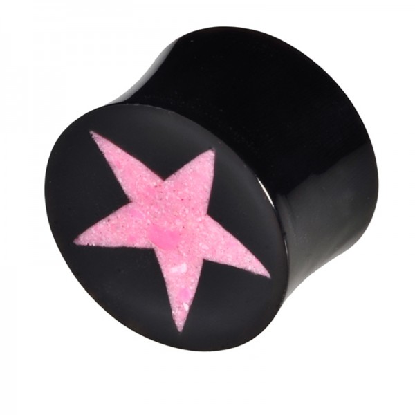 6-16mm Plug Flesh Tunnel Horn Pink Star Rosa Stern Ohr Piercing HPL161