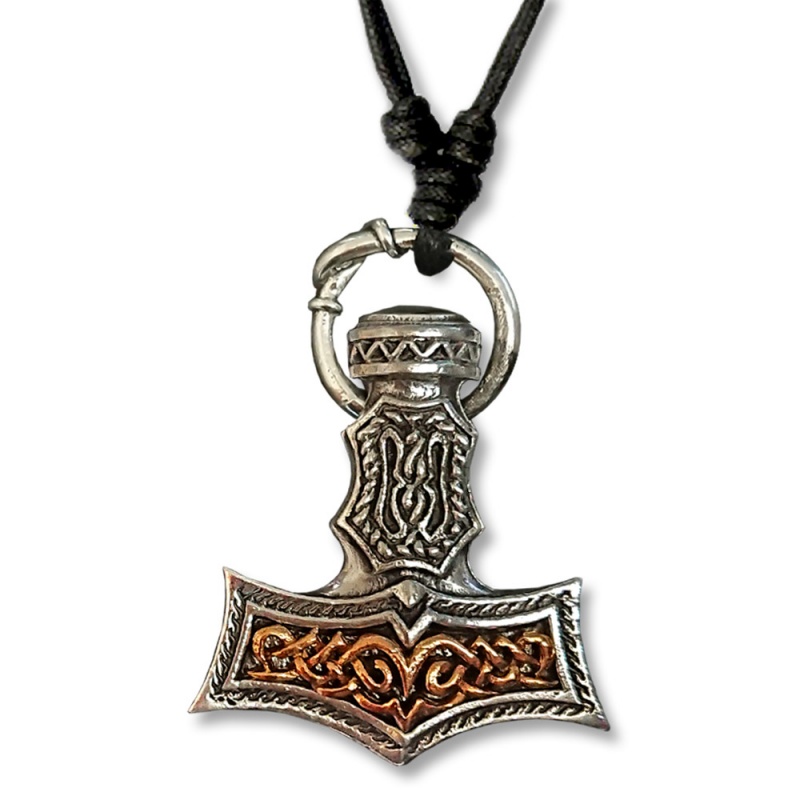 Men's Necklace Brass Pendant silver Thor Hammer Thorshammer Mjölnir